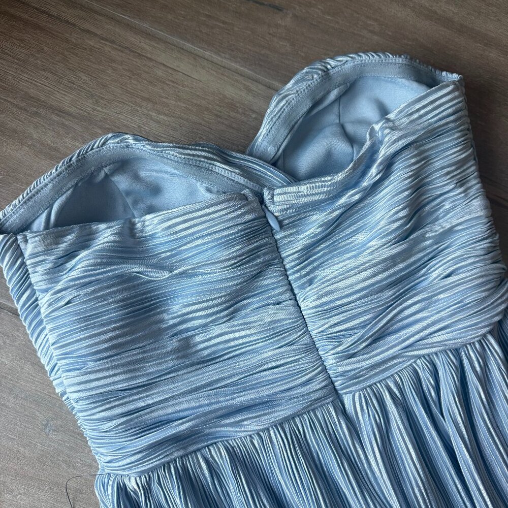 NWT Lulus Light Blue Satin Strapless Maxi Dress - Size Small - Picture 9 of 12